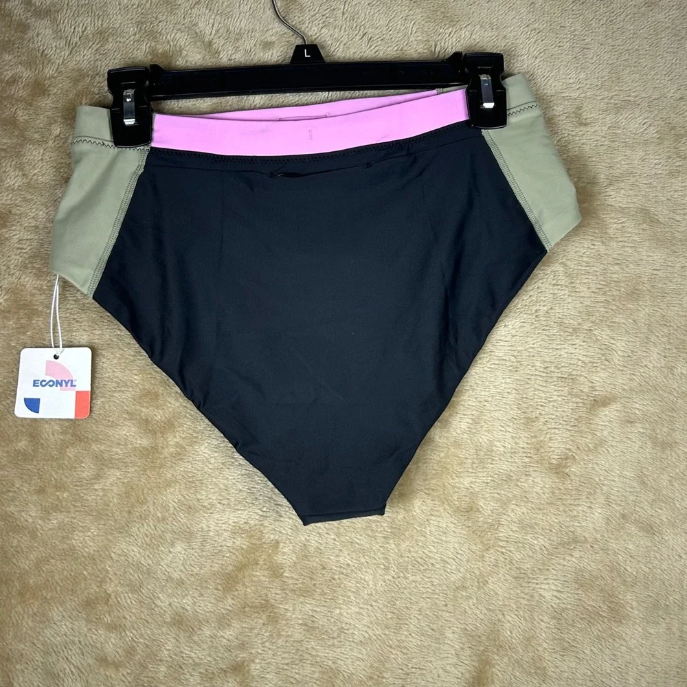 Lot of 3 Prana Baja Bound High Rise Bikini Bottom Rose Fire Colorblock Womens M